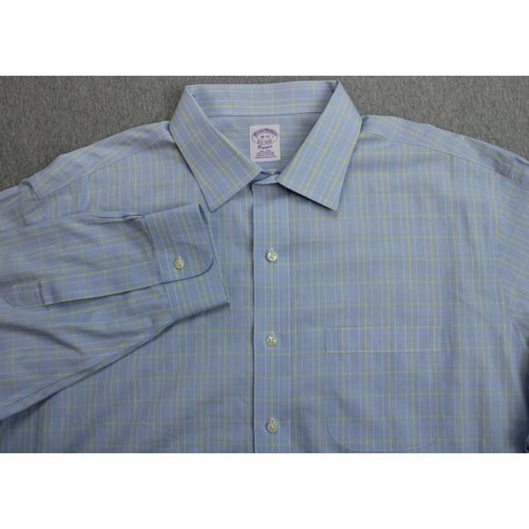 Brooks Brothers Shirt Mens 18 - 37 Plaid Classic 100% Supima Cotton Non Iron - Picture 1 of 6